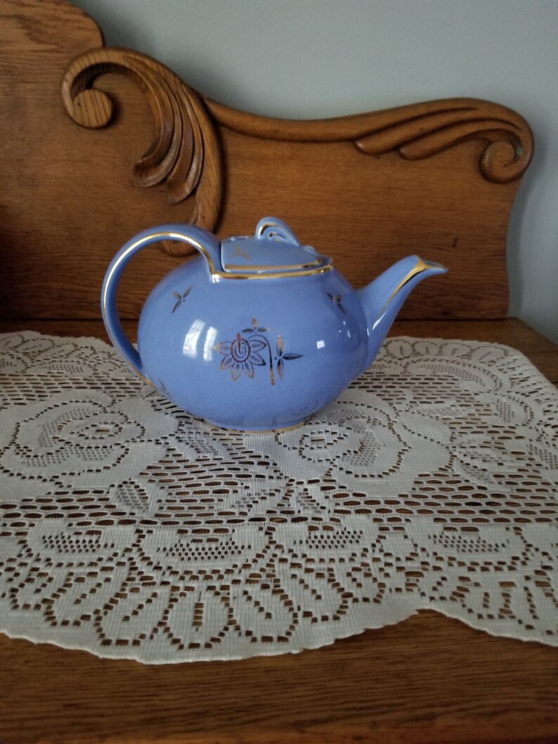 Vintage Hall 6 Cup Blue Teapot