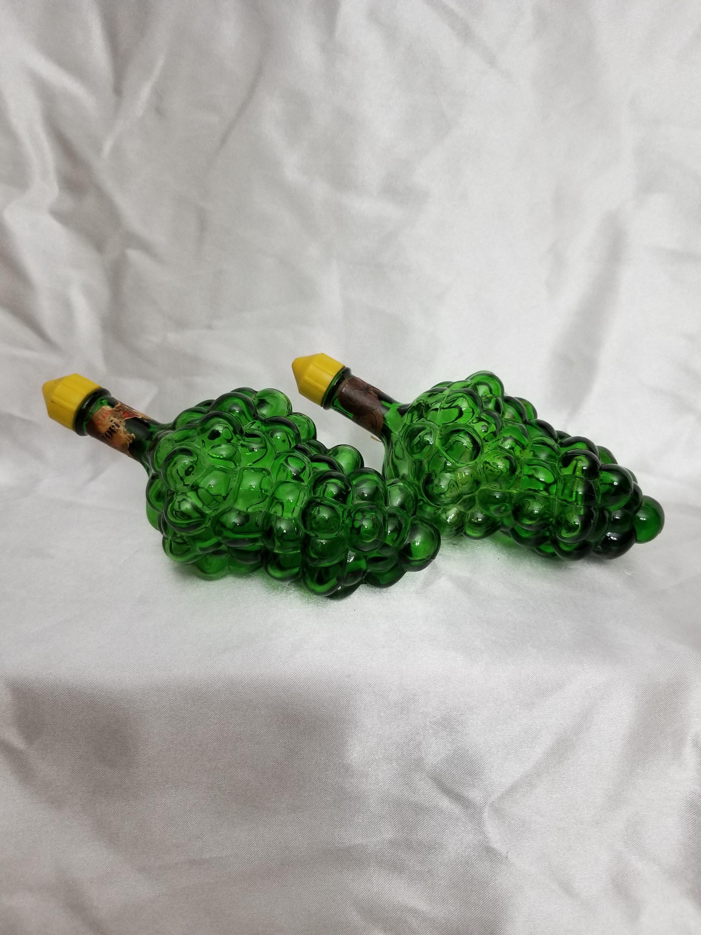 Vintage Green Glass Grape Bunch Wine Bottles - Pair - Etsy
