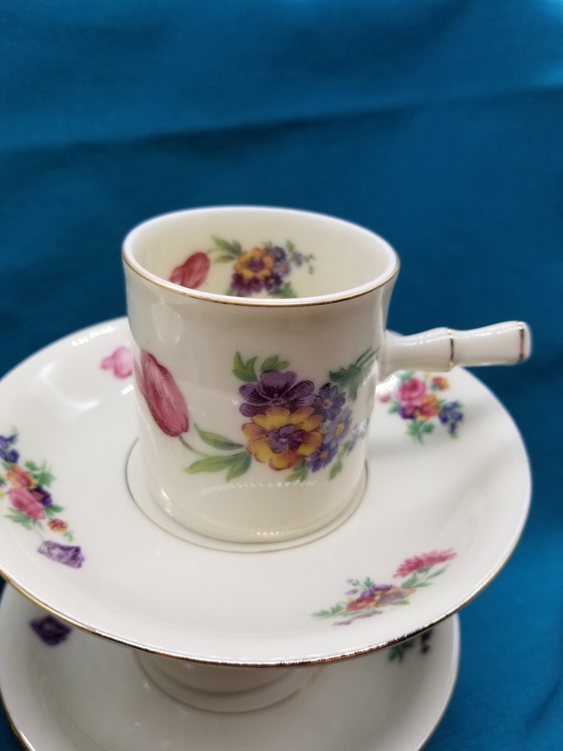 Vintage Victoria Czechoslovakia Floral Demitasse Cups and Saucers - Etsy