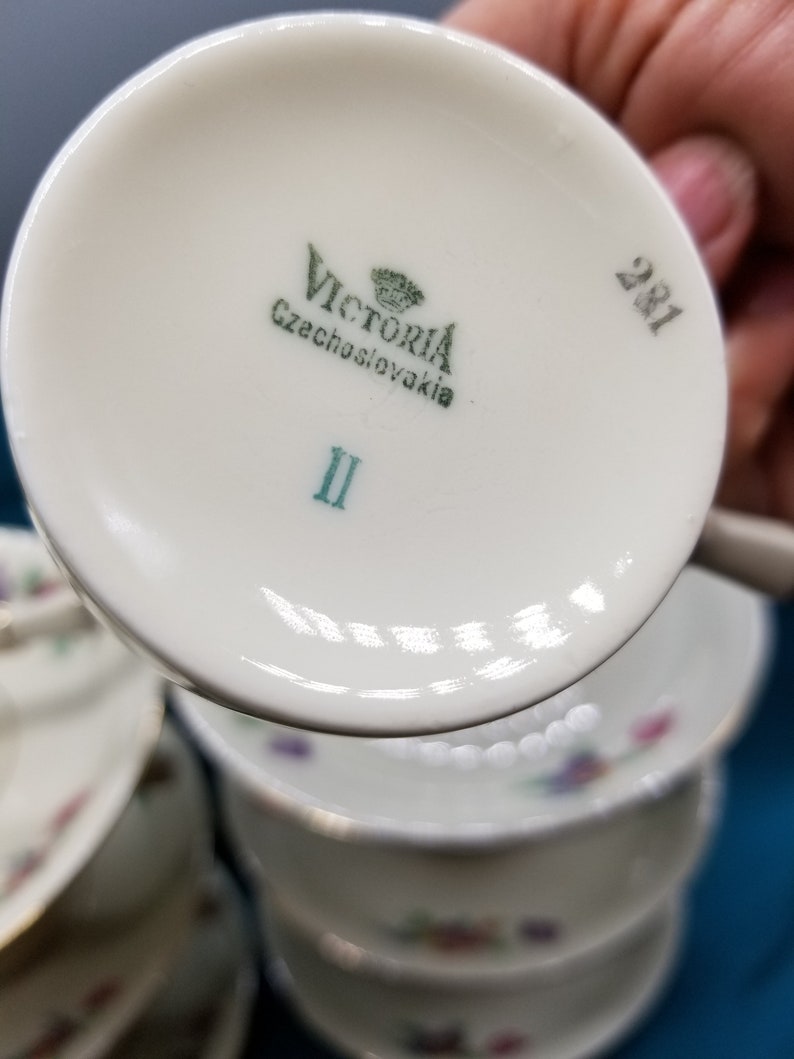 Vintage Victoria Czechoslovakia Floral Demitasse Cups and Saucers - Etsy