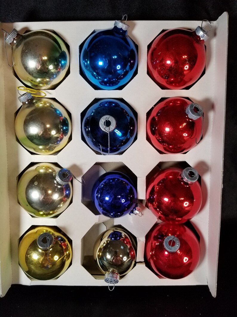 Vintage Shiny Brite Christmas Ornament Box With Ornaments Etsy