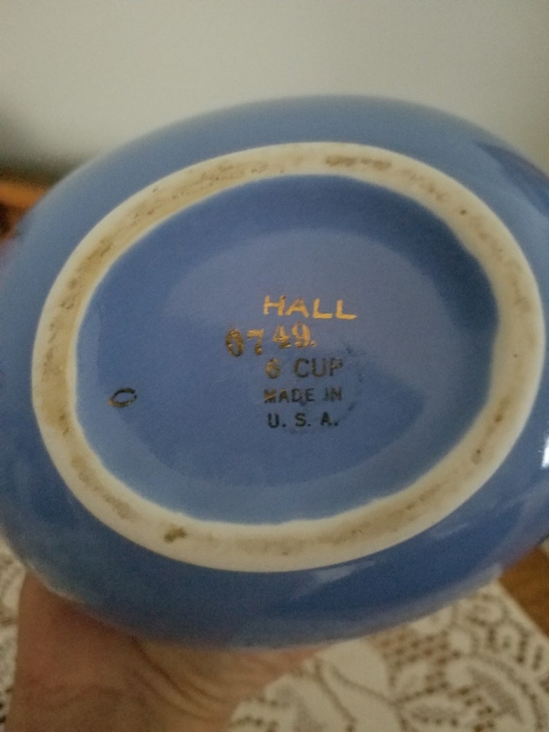 Vintage Hall 6 Cup Blue Teapot
