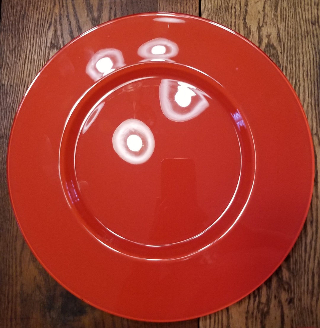 Large Red Glass Charger Plate Etsy