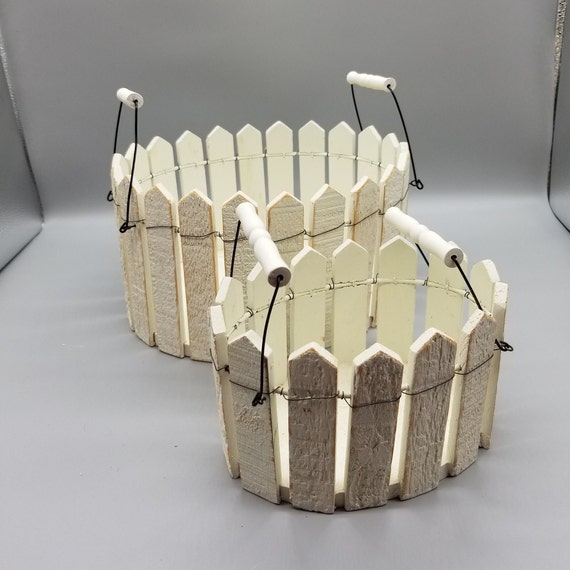 White Picket Fence Planters Set of 2 Etsy