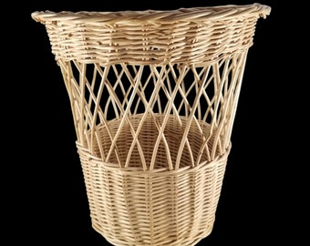 Mid Century French Wicker Waste Basket