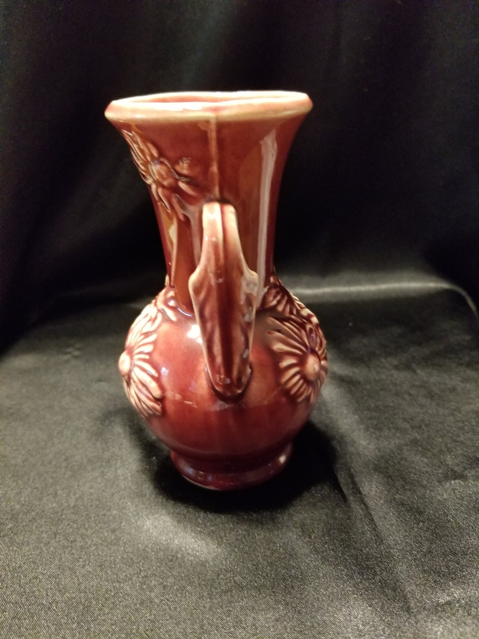Vintage USA Pottery Vase with Raised Flowers Etsy