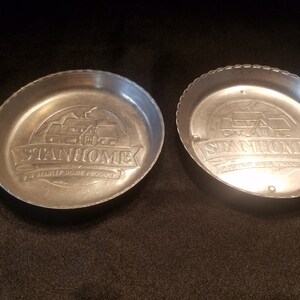 Vintage StanHome Advertising Coaster in Stamped Aluminum