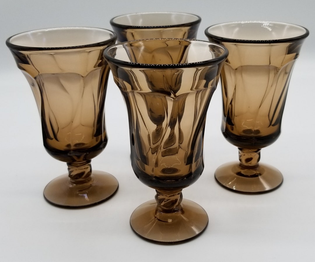 Vintage Fostoria Glass Jamestown Brown Juice Glasses Etsy