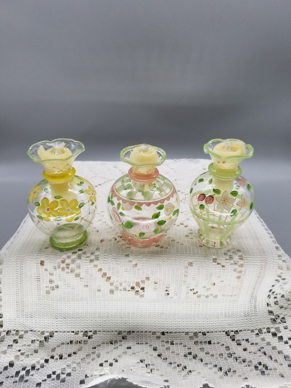 Princess House Crystal Hand painted Oil Lamp Set Etsy UK
