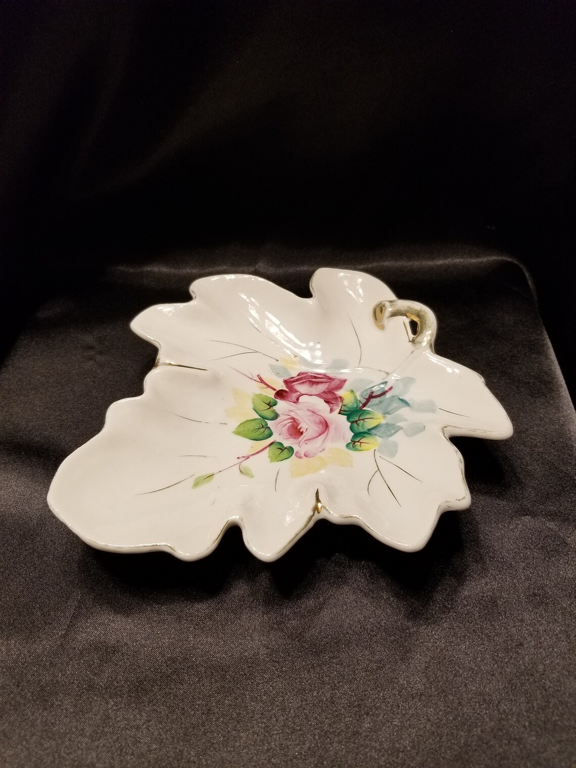 Antique Occupied Japan Handpainted Porcelain Leaf Dish Etsy