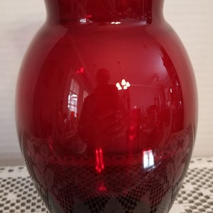 Vintage Anchor Hocking Royal Ruby Red Flared Top Vase