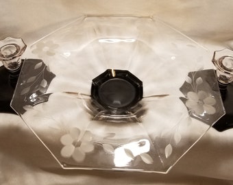 Vintage Westmoreland Glass Console Bowl and Candlestick Set