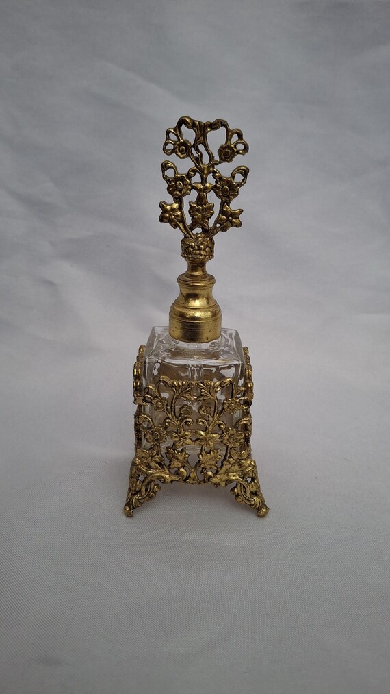 Vintage Ornate Perfume Bottle – Made in West Germany – Filigree Vanity Decor View 2