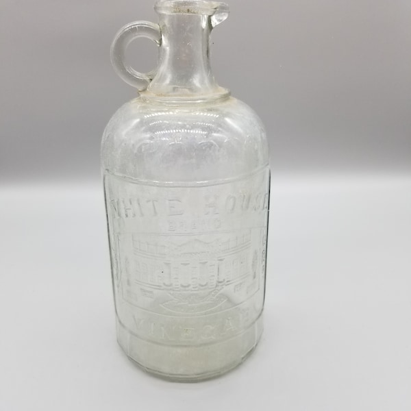 White House Vinegar Glass Bottle Etsy