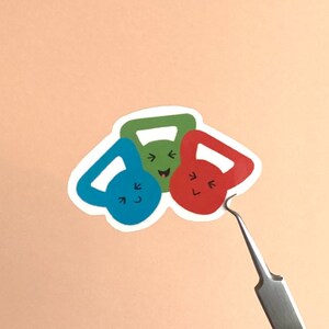 Kettlebell Kawaii Stickers, Asian Inspired Gym Sticker, Anime Fitness