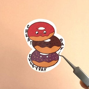 Donuts Stacked Sticker, Every Day is Cheat Day, Cute Gym Sticker, Gym Rat Sticker, Barbell Sticker