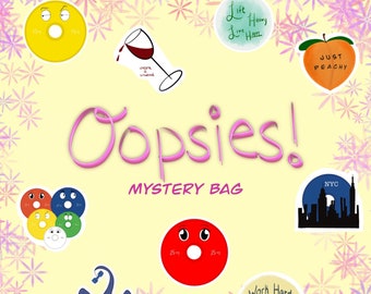 Bolsa misteriosa de Oopsies, errores de calcomanías, bolsas sorpresa, calcomanías con descuento, calcomanías de inadaptados