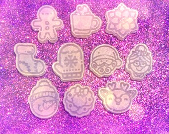 Acrylic blanks - set of 10 Christmas stud earrings or shaker bits for making silicone molds.