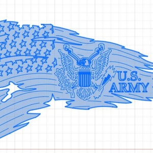 US Army tattered flag .dxf file instant digital download cnc plasma file