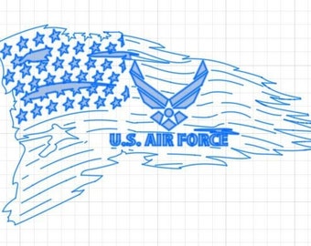 USAF US Air Force Tattered Flag .dxf instant download file plasma