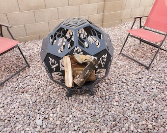 DXF Files for polygon Fire Pit, 3D sphere fire pit, blue prints, plans, digital download