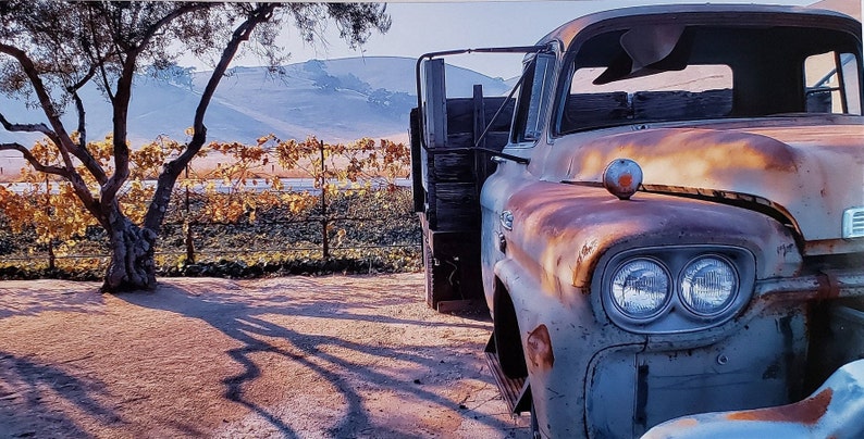 California hills Sunset Old Faithful Antique Truck Print Fine Art Photography