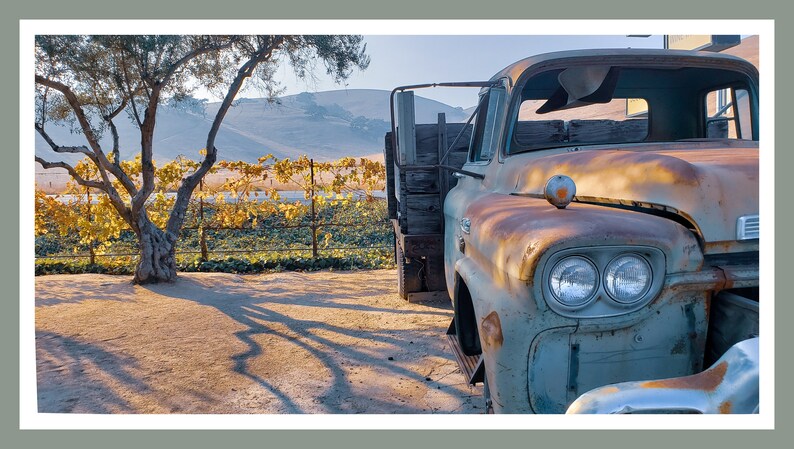 California hills Sunset Old Faithful Antique Truck Print Fine Art Photography