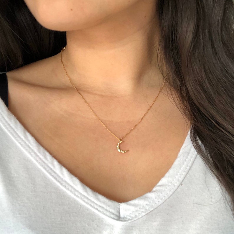 18k Gold Filled Crescent Moon on 14k Gold Filled Chain \u2022 Gold Moon Necklace \u2022 Simple Jewelry \u2022 Dainty \u2022