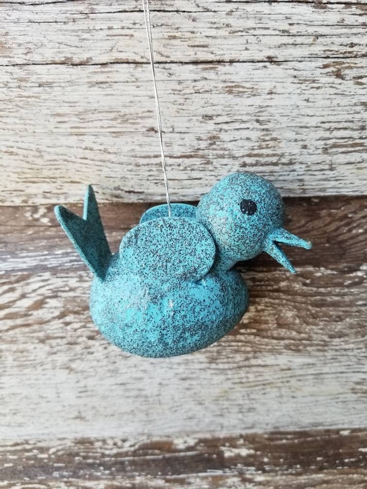 Vintage Bird Candy Holder Ornament ~ 1950's Blue Glittered Bird ~ Easter Decorations ~ Fill with Candy ~ Vintage Easter Basket