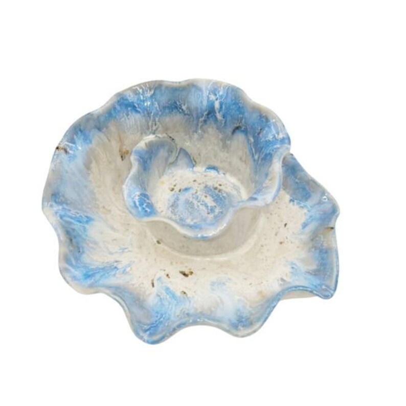 Swirl Chip and Dip Set White and Blue Gallery Serving Bowl Etsy