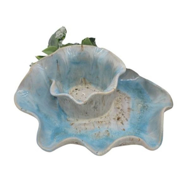 Swirl Chip and Dip Set White and Blue Gallery Serving Bowl Etsy