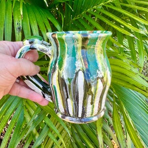 Green Unique Ceramic Mug, Handmade Ceramic Coffee Mug, Pottery Christmas Gift