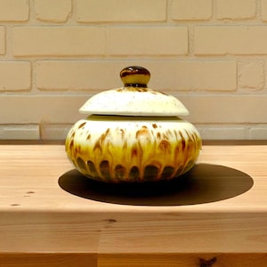 Copper and Cream Ceramic Spice Box, Havdalah Spice Jar, Sugar Bowl, Judaica Gift