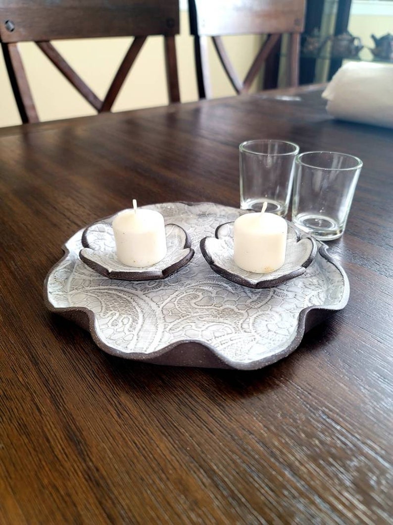 Shabbat Candle Holders & Tray Ceramic Votive Holders Shabbat Etsy