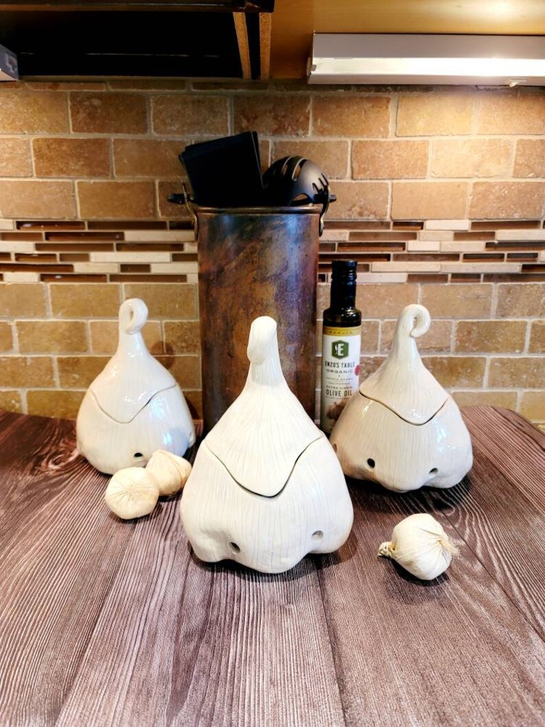 Garlic Keeper Large Ceramic Garlic Jar Container Ceramic Etsy