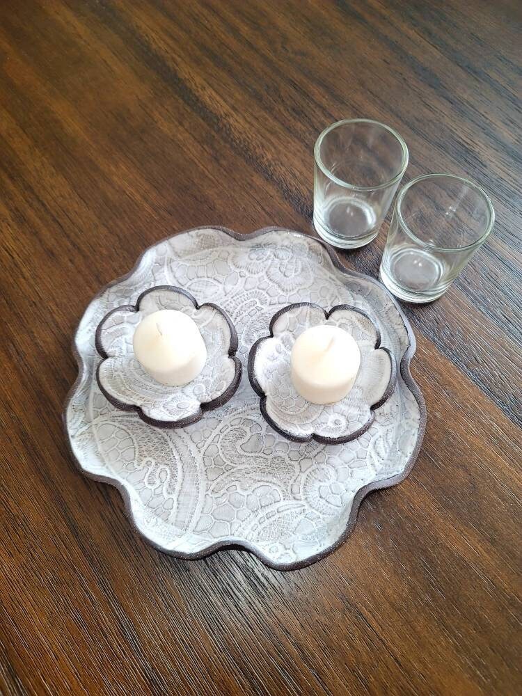 Shabbat Candle Holders & Tray Ceramic Votive Holders Shabbat Etsy