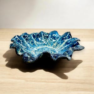 Large Blue Ceramic Serving Bowl, Handmade Pottery Freeform Bowl, Pottery Pasta Bowl, Home Decor