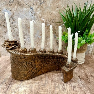 Ceramic Bronze Menorah, Hanukkah Gift, Jewish Candelabra, Chanukah Menorah, Judaica, Hanukkiah