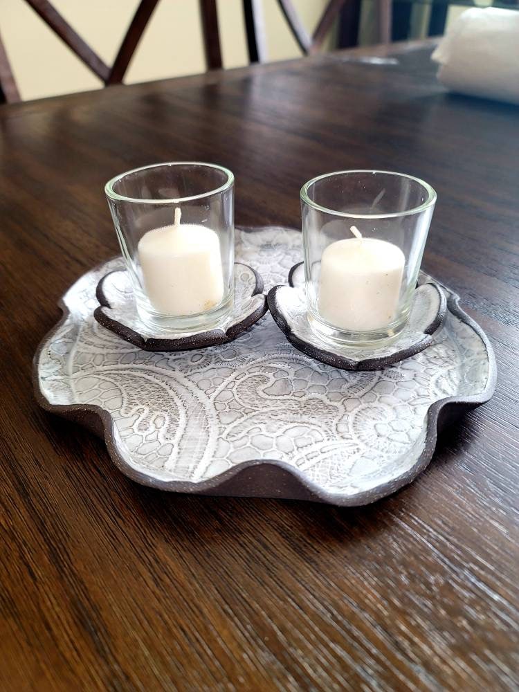 Shabbat Candle Holders & Tray Ceramic Votive Holders Shabbat Etsy