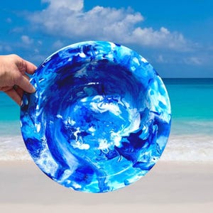 XL Ceramic Ocean Bowl: Blue Beach Pottery Centerpiece