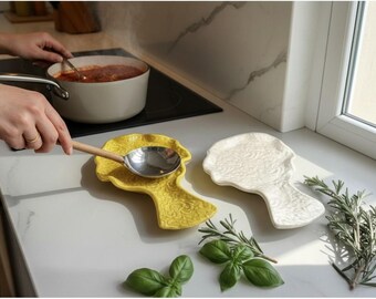 Large Spoon Rest: Handmade Ceramic Kitchen Utensil Holder