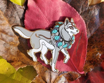 Okami Canine Warrior Take husky/fan Design With Tundra Beads Enamel Pin -  Etsy Canada