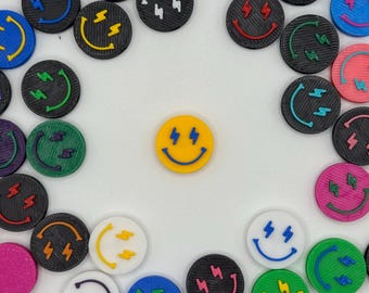 Smiley Face with Lightning Bolts Kandi Bead, Funny Rave Charm, PLUR Trade Kandi Singles Festival Bead