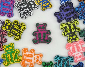 Skeleton Bear Kandi Bead, Funny Rave Charm, PLUR Trade Kandi Singles Festival Bead