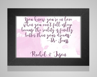 4"x6" Customizable Couple Love Quote- pink watercolor