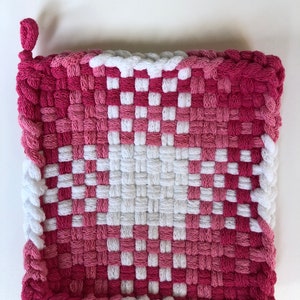 Pink, carnation, white potholder