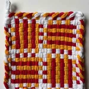 Red, yellow, white potholder