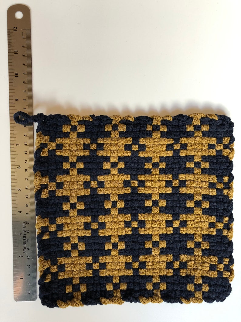 Dark navy ochre potholder