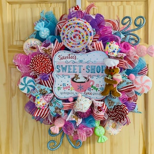 Christmas Wreath for front door, Gingerbread Wreath, Christmas Candy Wreath, Candyland Christmas , Sweets wreath, peppermint wreath