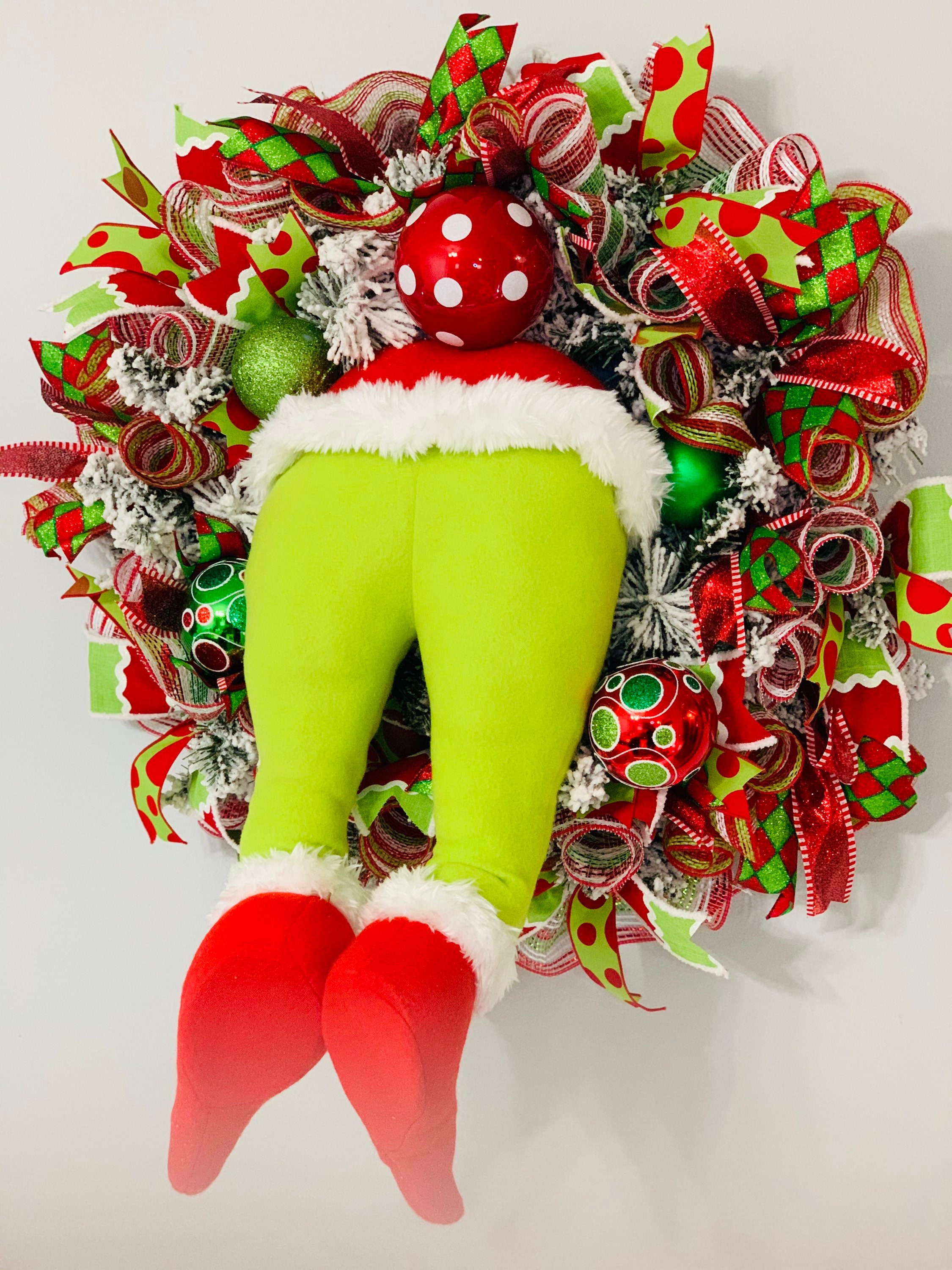 Christmas Wreath for front door Grinchmas wreath Grinch Etsy